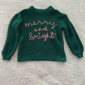 Old Navy Green Sweater with Festive Embroidery - 4T